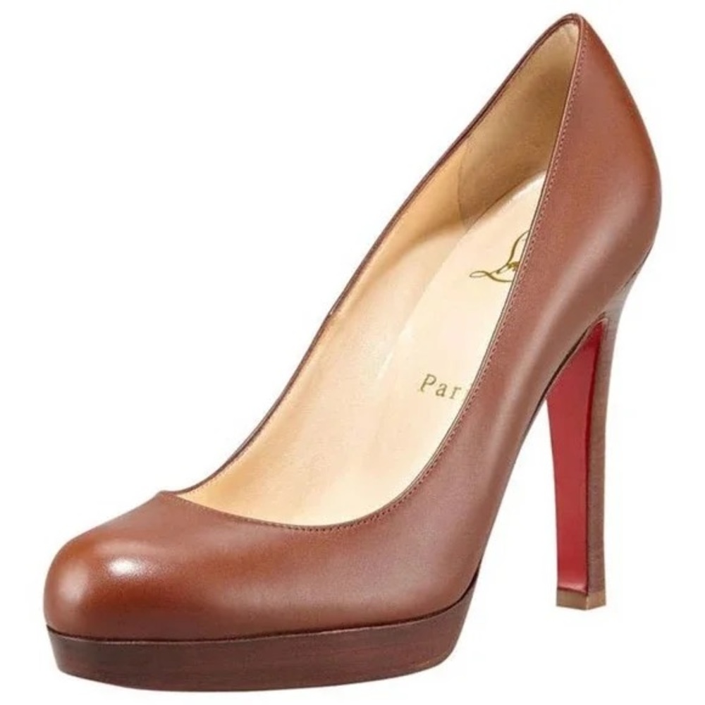 Christian Louboutin Bruges Brown Leather Platform Pumps Size 41